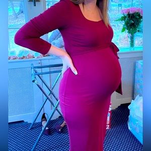 Burgundy, maternity dress